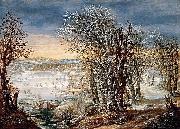 Denis van Alsloot Winter Landscape in the Foret de Soignes, with The Flight into Egypt oil painting artist